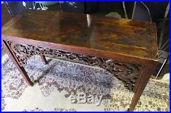 Antique 19th C. Chinese Hand-carved 34 Alter Table Fretwork withDragons c. 1850