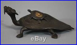 Antique 19thC Chinese Mythological Bronze Sculpture Minogame, Dragon & Turtle