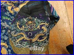 Antique 19thC Qing Dynasty CHINESE CHAO FU Silk Gilt DRAGON Official Summer ROBE