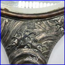 Antique 20th Century Chinese Silver Plate Double Dragon Hand Mirror /b