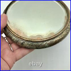 Antique 20th Century Chinese Silver Plate Double Dragon Hand Mirror /b