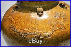 Antique 28 Asian Chinese Yuan Dynasty Ceramic Dragon Ornate Rustic Water Jug