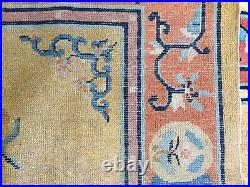 Antique Art Deco Chinese Handwoven Dragon Design With Gold Field Rug