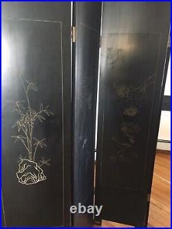 Antique Asian Japanese/Chinese Hand Painted Room Divider Folding Screen Dragons