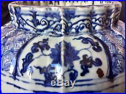 Antique Beautiful Chinese Blue And White Dragon Phoenix Vase