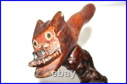 Antique Burl Carved Chinese Dragon Cane Vintage Walking Stick Asian Folk Art Wow