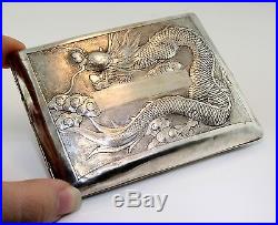 Antique C. 1880 Victorian Sterling Silver Chinese Dragon Vesta Cigarette Case
