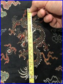 Antique CHINESE BROCADE SILK DRAGON PANEL WALL HANGING Qing Dynasty