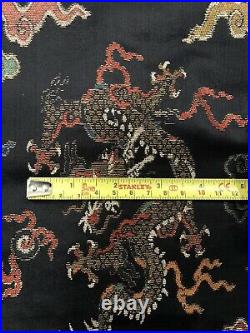 Antique CHINESE BROCADE SILK DRAGON PANEL WALL HANGING Qing Dynasty