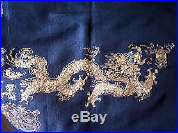 Antique CHINESE MANCHU Man's Skirt Panels Gold Metallic Dragon Embroidery