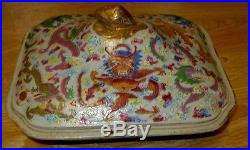 Antique CHINESE Porcelain Casserole Dish with Lid Old DRAGON Design