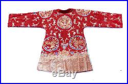 Antique CHINESE ROBE Embroidery DRAGON 5 Claw PHOENIX GOLD Thread QING Silk