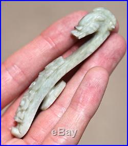 Antique Chinese 18th century or earlier jade dragon belt hook Qing, Ming, SUPERB