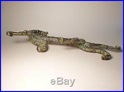 Antique Chinese 19th/20th Century Bronze Brush Rest Archistic Dragon Form LARGE