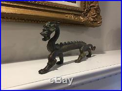 Antique Chinese 19th Century Bronze Brush Rest Archistic Dragon LARGE