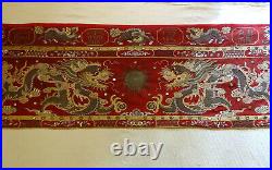 Antique Chinese 19th Century Silver-thread Dragon Embroidery Altar Cloth