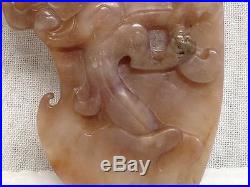 Antique Chinese 19th/ Early 20th Century Carved Jade Hardstone Chilong Dragon