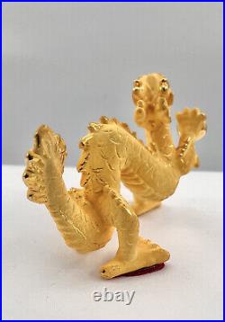 Antique Chinese 24k. 999 Yellow Gold Frosted & Polished Dragon Statue Figure 11g