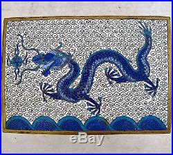 Antique Chinese 3 Piece White & Blue Cloisonne DRAGON Smoking Set with 4.5 Box