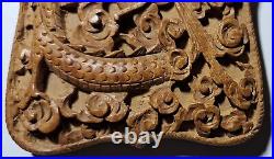 Antique Chinese 4-Claw Dragon Wood Carved Card Case With Deep Relief