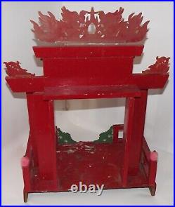 Antique Chinese Altar Shrine Dragon Deity Gods Red Gold Wood Ancestors