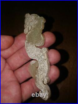 Antique Chinese Archaic Jade Carved Dragon Pendant Plaque