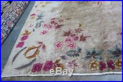 Antique Chinese Art Deco Rug Hand Knotted Wool Nichols Dragon 9' x 11'7