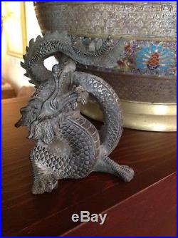 Antique Chinese Asian Bronze Dragon Figure Highly Detailed Great Patina
