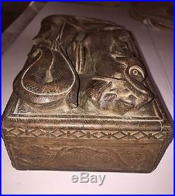 Antique Chinese/Asian DRAGON BOX Deeply Hand Carved Wood