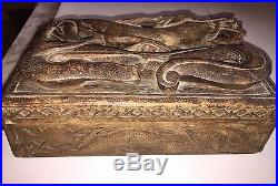 Antique Chinese/Asian DRAGON BOX Deeply Hand Carved Wood