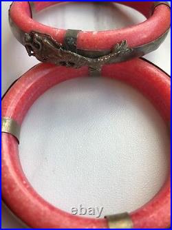Antique Chinese Bangles Dragon And Phoenix Decorated