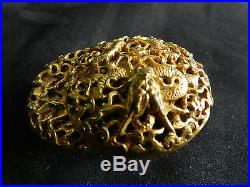 Antique Chinese Belt Buckle Bronze Gold Gild Imperial Dragon