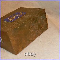 Antique Chinese Brass Cloisonné DRAGON Tea CADDY Box Canister Travel Carry Jar