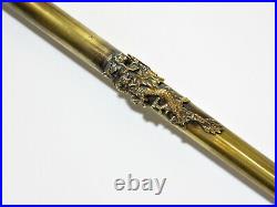Antique Chinese Brass & Copper Smoking Pipe with Dragon Motif
