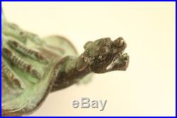 Antique Chinese Bronze Art Sculpture Crane Dragon Turtle Incense Holder Signed