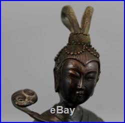 Antique Chinese Bronze Bodhisattva Riding Kylin Dragon, Buddhist Sculpture, NR