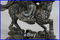 Antique Chinese Bronze Bodhisattva Riding Kylin Dragon, Buddhist Sculpture, NR