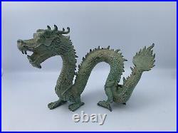 Antique Chinese Bronze Dragon Cast Ming Sculpture Figurine 10