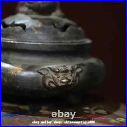 Antique Chinese Bronze Dynasty Dragon Beast Ear Incense Burner Censer Statue