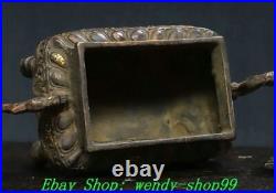 Antique Chinese Bronze Dynasty Dragon Beast Ear Incense Burner Censer Statue