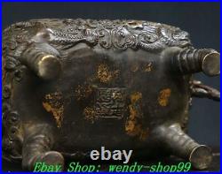 Antique Chinese Bronze Dynasty Dragon Beast Ear Incense Burner Censer Statue