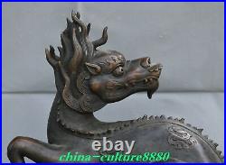 Antique Chinese Bronze Fengshui Dragon Pattern Pixiu Kylin Wealth Beast Statue