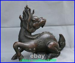 Antique Chinese Bronze Fengshui Dragon Pattern Pixiu Kylin Wealth Beast Statue