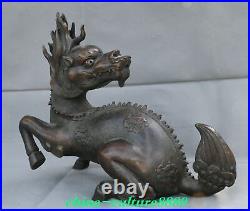 Antique Chinese Bronze Fengshui Dragon Pattern Pixiu Kylin Wealth Beast Statue