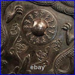 Antique Chinese Bronze Mirror Qing Dynasty two dragons intertwined, excellent