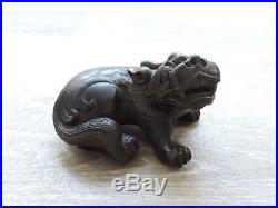 Antique Chinese Bronze Paperweight Dragon Lion Foo Dog Piqiu Qing Dynasty