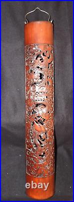 Antique Chinese Carved Bamboo Wall Hanging Curved Panel Dragon Theme 27 China