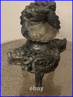 Antique Chinese Carved Black Jade Dragon Diffuser Statue
