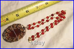 Antique Chinese Carved Carnelian and Gold Filigree Dragon Necklace