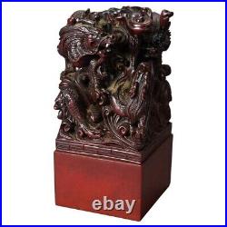 Antique Chinese Carved Hardwood Figural Group with Dragons, circa 1920